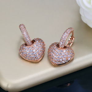SEQUITO Nữ Tinh Tế Trang Sức Màu Hoa Hồng Vàng Vòng Tròn Đầy Đủ AAA Zircon Lập Phương Mặt Dây Chuyền Trái Tim Tiệc Bông Tai Thả Phụ Kiện Tai SE704
