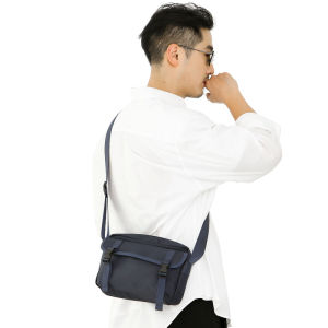 XINRANZJ nylon waterproof fabric lightweight waterproof mens leisure single shoulder bag travel sports plain color horizontal style diagonal bag 8015-B