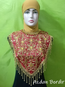 Renda bordir dada hiasan gaun pengantin khas morowali