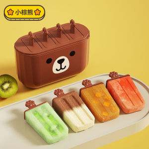 Keranixy Ice Cream Mold Quick Frozen Popsicle Maker 4 Grid Yogurt Juice DIY Homemade Mould with Stick Peti Sejuk Acuan