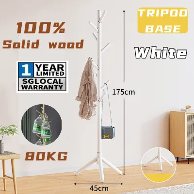[✅SG Ready Stock] 100% solid wood Wooden Clothes Hanger Rack Nordic Style Clothes Hanger Hook Bedroom Coat Stand Rack