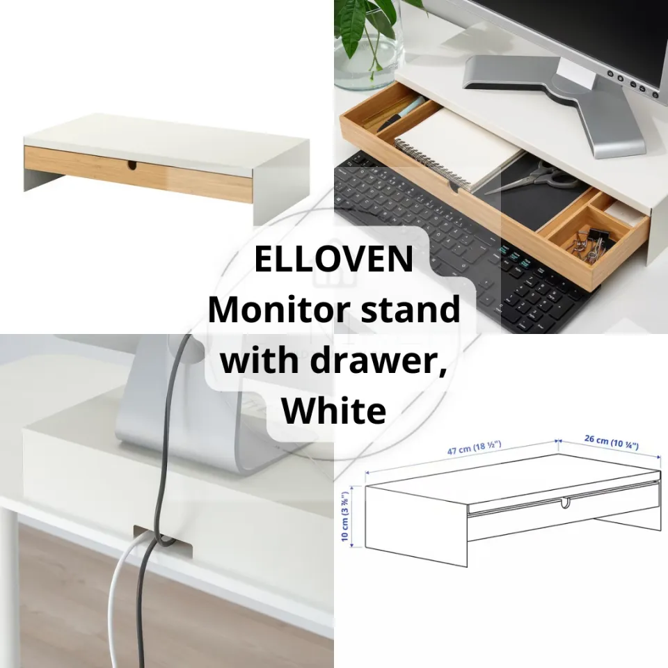ELLOVEN monitor stand with drawer, anthracite - IKEA