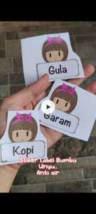 Stiker Toples Anak Kecil Cewek Label Nama Bumbu Dapur Tempel Anti Air