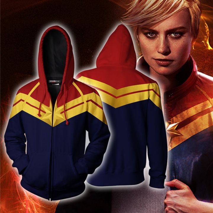 Captain Marvel Zipper Hoodie The Avengers Hoodies Superhero