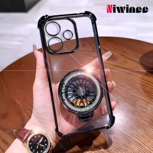 Mạ sang trọng vỏ điện thoại cho OPPO A5 PRO/OPPO A5 PRO 5g bốn góc dày siêu chống rơi Ốp trong suốt với con quay hồi chuyển đứng giá đỡ Vỏ ốp điện thoại chống rơi nds06