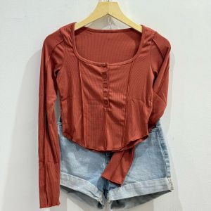 Top Longsleeve Knit Wanita / Crop Lengan Panjang Wanita RIb 4803