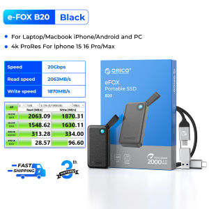 Orico E-FOX 2000MB/S Extreme Portable SSD 512GB 1TB 2TB 4TB USB 3.2 Gen 2*2 SSD for Android Mobile Windows Mac Lightweight