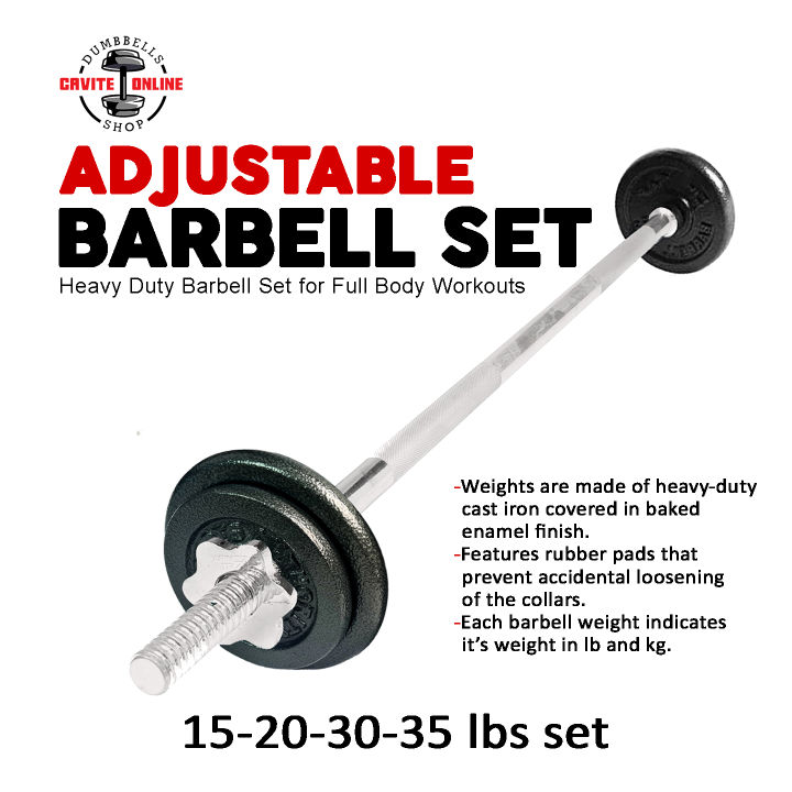 Barbell set 15/30/35 LBS full body workout fitness Solid Chromed