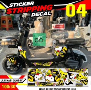 Stiker Striping Sepeda Listrik Poligon My Way Uno Variasi Selis ARS001 Hello kitty Doff/Glossy Semua Ready