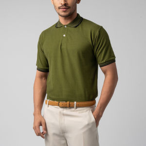 VENGOZ Polo Shirt Pria Premium - Mens Twin Tipped Polo Shirt Army