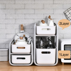 Sliding Cabinet Basket Pull out Kitchen Organizer Drawer Countertop Pantry under the Sink Desktop Storage Multipurpose Rack Storage Shelf Trolley Cart Multi-layer Finishing Rack