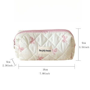 Bow Cosmetic Bag Large Capacity Portable Travel Toiletry Bag Cosmetics Storage Bag for Girls