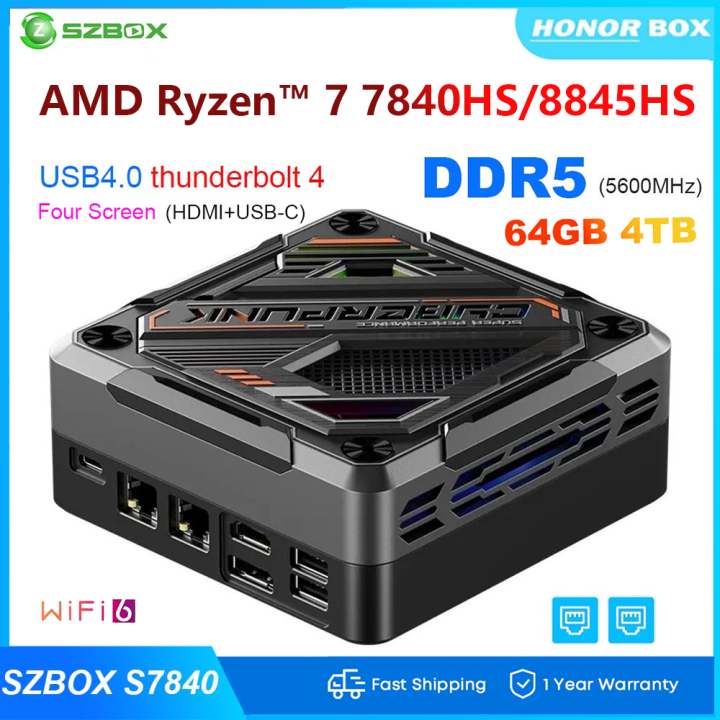 SZBOX S7840 AMD Ryzen 7 7840hs Mini PC Windows 11 DDR5 16GB 512GB NVMe ...