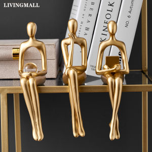 Livingmall Home Decor Accessories Decoration Gold Reading Library Decorations Home Decor Living Room Bedroom Cabinet Resin Modern Craft Gifts