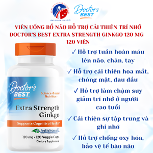 Viên Uống Bổ Não Hỗ Trợ Cải Thiện Trí Nhớ Doctor’s Best Extra Strength Ginkgo Biloba 120mg (Mỹ)