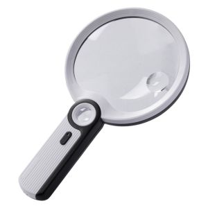 DEGRAD 5X 10X 20X Handheld Magnifying Glass Low Vision Aids Large Lens Reading Magnifying Loupe Portable White Light Illuminated Magnifier Reading Use