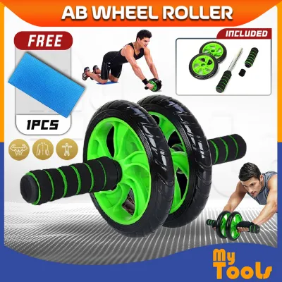 2 Wheels Ab Roller Abdominal Muscle AB Fitness Dual Wheel Strength Gym Home Fitness Exercise Training with Floor Mat