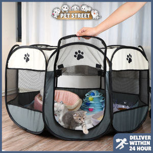 Pet Tent Cat Cage Foldable Portable Folding Cat House Dog Puppy Kitten Ventilation Mesh Full Cover Fence Outdoor Travel Rumah Sangkar Kucing