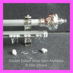 Besi Gorden Double Fullset Rollet Mahkota Batang Garis Ganda & Rel Elite Vitrase Murah