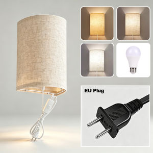 Indoor Wall Lights Plug In Cord Set of 2 Fabric Wall Sconces 3 Color Temp 900 Lumens LED Wall Lamp Renter Friendly No Hardwire Light for Staircase Room Wide Voltage