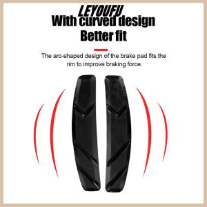 LEYOUFU 1Pair Bicycle V-brake Brake Leather Black Anti-skid Texture Wear-resistant Durable Mountain Bike Accessories Brake Pads