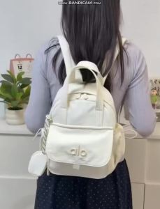 AloNylon Backpack with Coin Purse Casual Lightweight Small Travel Daypack Multi‑Pocket Women Shoulder Bag for Gym Daily Outdoor