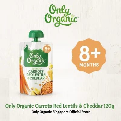 Only Organic Carrots Red Lentils & Cheddar Pouch 120g - From 8 Months