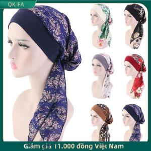 QK FA ✨ Phụ nữ ung thư đầu khăn CHEMO tóc mất hat Turban pre-tied mũ đội đầu Bandana mới