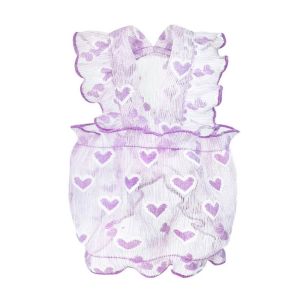 PERNEAKY Kim tuyến mịn Đầm ren lưới cho chó Phong cách Hàn Quốc Họa tiết trái tim Áo Gi-lê váy lưới cho mèo Áo vest mùa hè cho chó Thoáng khí Công Chúa Ren cho chó Dành cho chó cún con mèo