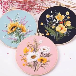 SG STOCK Sunflower & Wildflower Embroidery Kit DIY Handmade Embroidery Material Pack Wall Decor Gift