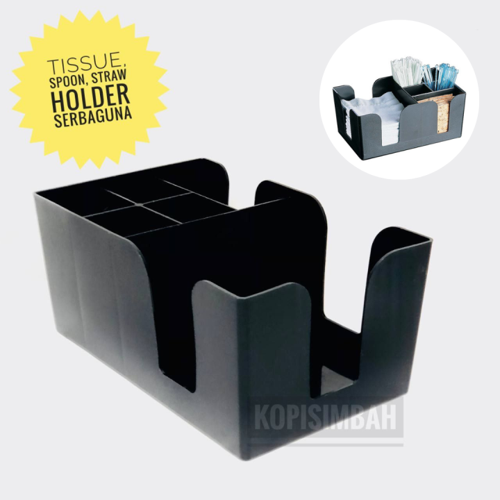 Plastic Cup / Spoon / Straw / Tissue Holder Serbaguna Rak Bar Stand ...