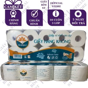 Giấy vệ sinh Hàng không 3 lớp 10 cuộn cao cấp cho nhà hàng khách sạn