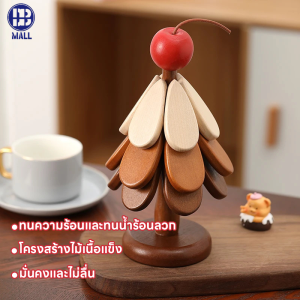 จานรองแก้วต้นคริสต์มาส แผ่นรองจานไม้กันความร้อนสำหรับตกแต่งโต๊ะดีไซน์ต้นไม้แผ่น ที่จับหม้อไฟ สำหรับห้องครัวที่บ้าน