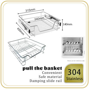 2 in 1 pull out kitchen basket Organizer 304 stainless Steel (2pcs) Hight quality