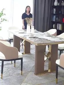Dining Table Sintered Stone Italian Style Rectangular Dining Table And Chair Set Luxury Modern Minimalist Home Small Apartment