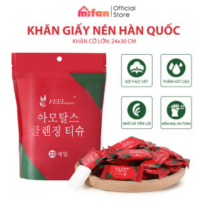Khăn Giấy Nén Hàn Quốc Cao Cấp MIFAN - Gói 20 Viên - Khăn 24x30cm - Loại Dày 2 Lớp - Mang Đi Du Lịch Công Tác Tiện Lợi
