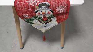 Christmas Snowman Yarn-Dyed Table Runner Xmas Tablecloth Holiday Decor