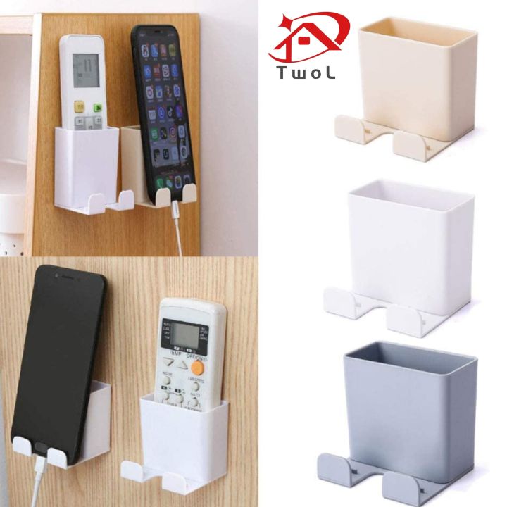 TwoL Selfadhesive Wall Mount Remote Control Mobile Phone Storage