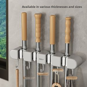 GREYDAWN Self-Adhesive Bathroom Mop Hook Plug Hooks Broom Mop Holder with Hooks Removable Wall Mounted Wall Storage Hook Kitchens Organizer