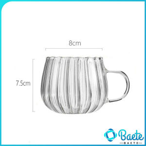 Baete Striped Glass Cup Pumpkin Shape Mug Transparent Water Tea Milk Juice Cups
