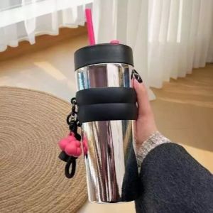 Tumbler Gradasi/ Polos Bahan Stainless Hot & Cold 710ml Free Sedotan dan Gantungan Cute || 2332