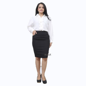 RZ Rok span hitam kerja kantor pendek selutut wanita dewasa polos jumbo model terbaru 2022 kekinian androk sepan viral pakaian formal premium handrok guru tebal import bawahan gereja cewek kristen WG