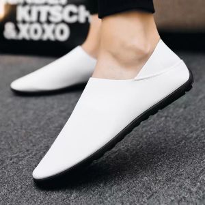 39-44 Shoes for Men Solid Color Pu Leather Korean Style Male Rainproof Boat Shoe Casual Flat Comfortable Light Soft Sole Slip-on 2023 Special Offer Loafers