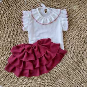 Promo Setelan Rok Susun Crinkle Anak Cewek 1 2 Tahun / Rok Susun 3 Lapis Baju Anak Perempuan