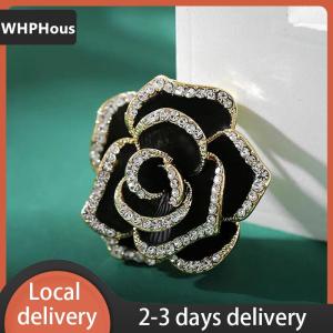 [COD] WHPHous Ship within 24 hours 1Pc Rhinestone Camellia Flower Brooches for Women Enamel Pin Fashion Jewelry
