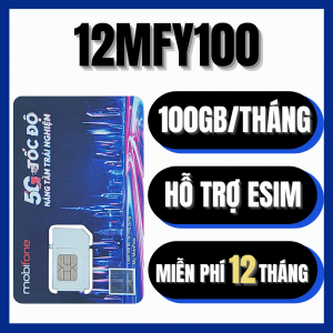Sim 5G Mobifone 12MFY100 Tặng Data Tốc Độ Cao 100GB/tháng MIỄN PHÍ 1 NĂM Không Cần Gia Hạn Không Mất Thêm Phí | FREESHIP - CHƯA KÍCH HOẠT