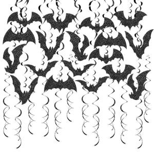 30PCS Glittering Bats Swirls Ceiling Ornament Wall Hanging Swirls Ceiling Hanging Decorations for Birthday Festival