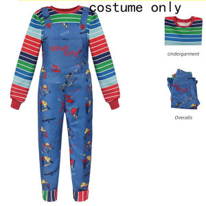 Adult Chucky Cosplay Costume with Striped Shirt and Jumpsuit for Chucky Overalls Halloween Costumes2026