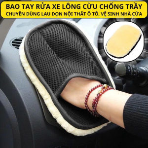 Bao tay rửa xe găng tay rửa xe ô tô và xe máy sợi len tổng hợp siêu mềm không rụng lông