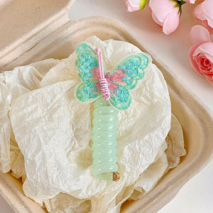 ยางรัดผม ยางมัดผมเด็ก ยางรัดผม ยางรัดผมหางม้า เครื่องประดับผม ที่ใส่ผมหางม้า ปักลายผีเสื้อน่ารัก สีแคนดี้ สไตล์เกาหลี สําหรับเด็ก